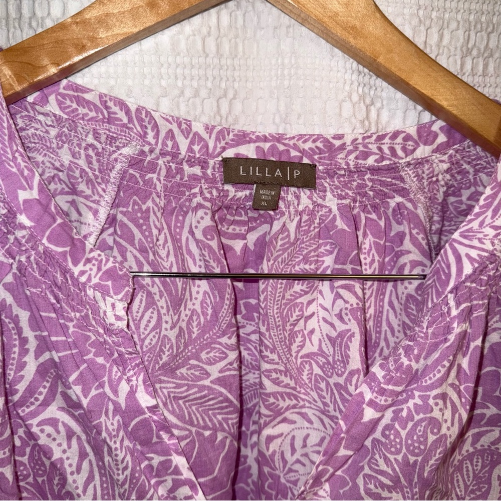 Lilla P 3/4 Sleeve Split-Neck Top - Picture 5 of 7